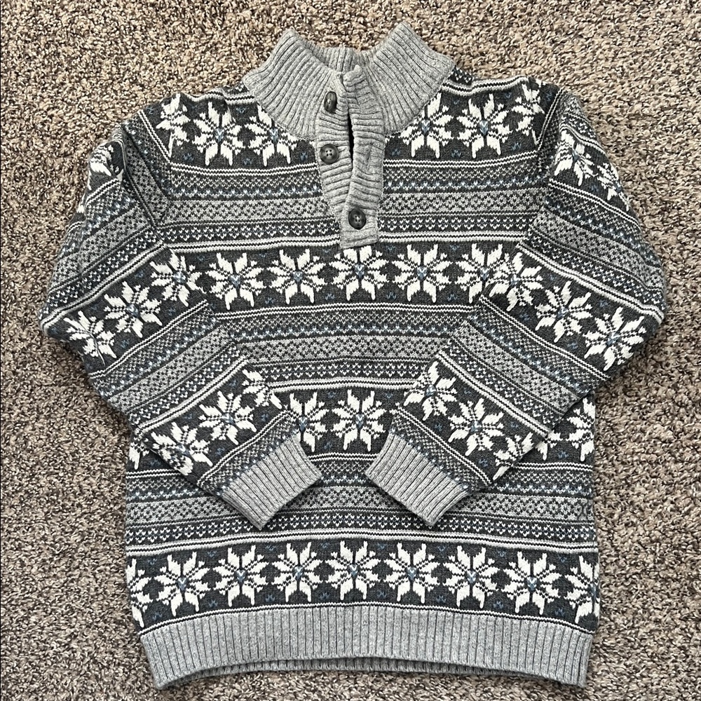 Janie and Jack Gray Snowflake Crewneck Sweater